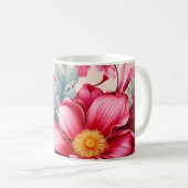 Exotischer rosa tropischer Blumengarten Kaffeetasse (VorderseiteRechts)