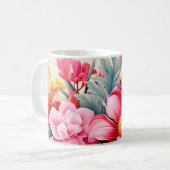 Exotischer rosa tropischer Blumengarten Kaffeetasse (Vorderseite Links)