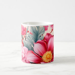 Exotischer rosa tropischer Blumengarten Kaffeetasse