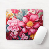 Exotischer rosa tropischer Blumengarten Mousepad (Mit Mouse)