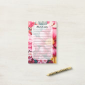 Exotischer rosa tropischer Blumengarten Post-it Klebezettel (Auf Schreibtisch)
