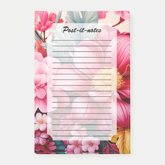 Exotischer rosa tropischer Blumengarten Post-it Klebezettel (Vorderseite)