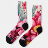 Exotischer rosa tropischer Blumengarten Socken (Linkes Detail)