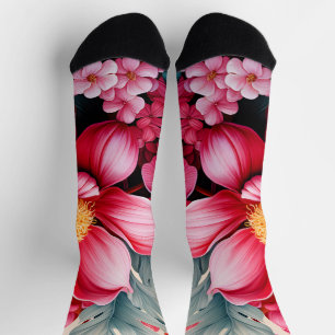 Exotischer rosa tropischer Blumengarten Socken