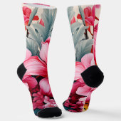 Exotischer rosa tropischer Blumengarten Socken (Gewinkelt)