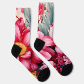 Exotischer rosa tropischer Blumengarten Socken (Rechts)