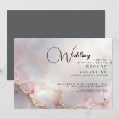 Exotischer Rosé Marmoropal Einladung (Vorne/Hinten)