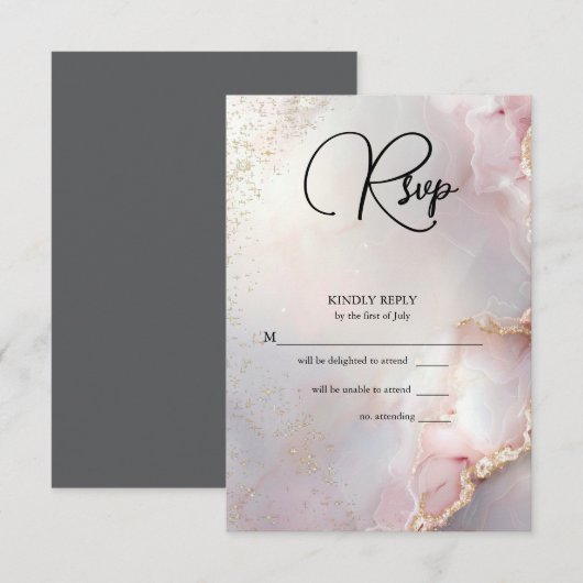 Exotischer Rosé  Marmoropal RSVP Karte (Vorne/Hinten)