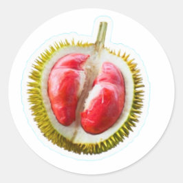 Exotischer roter Durian-Aufkleber - Seltener König Runder Aufkleber