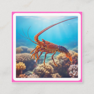 Exotischer Roter Hummer - Luxuriöser Meereskrebsau Quadratische Visitenkarte