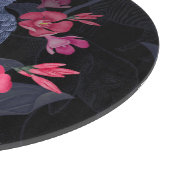 Exotischer Schwarzer Papagei aus der Blüte: Tropis Schneidebrett (Ecke)