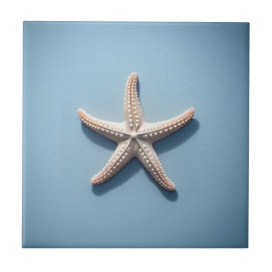 Exotischer Seestern mit blauem Hintergrund Fliese (Vorderseite)