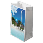 Exotischer Strand Kleine Geschenktüte (Rückseite Schrägansicht)