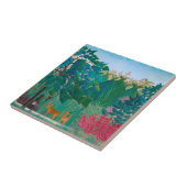 Exotischer Tropenwald mit Wasserfall Fliese (Seite)