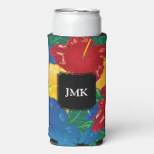 Exotischer tropischer Hibiskus - Monogramm Selters Dosenkühler (Seltzer Vorderseite)