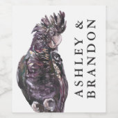 Exotischer tropischer Lila Papagei mit Namen Wein Weinetikett (Einzelnes Label)