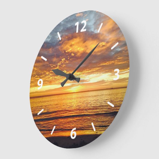 Exotischer tropischer Sonnenuntergang, Strand Große Wanduhr (Winkel)