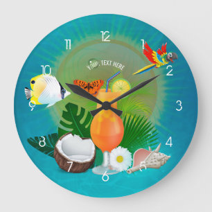 Exotischer Tropischer Strand Große Wanduhr