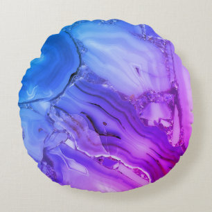 Exotischer violetter Marmor Rundes Kissen