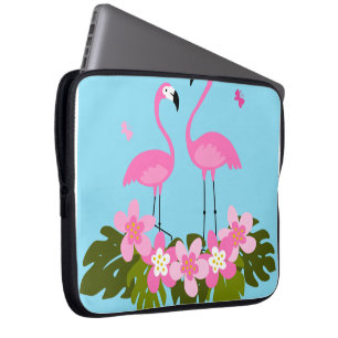 Exotischer Vogel. Flamingovögel und tropische Blät Laptopschutzhülle