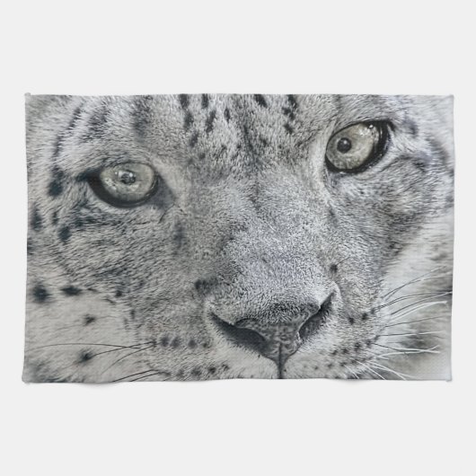 Exotischer weißer Schnee-Leopard Küchentuch (Horizontal)