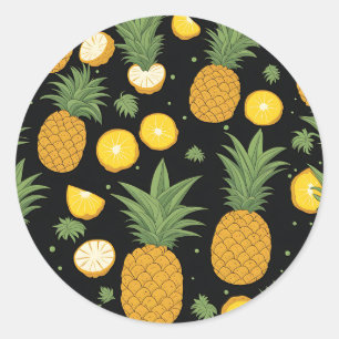 Exotisches Ananas-Muster Runder Aufkleber