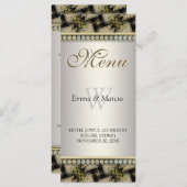 Exotisches Black Gold Muster Diamond Wedding Menü Menükarte (Vorne/Hinten)