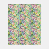 Exotisches blühendes Aquarell-Kaktus-Muster Fleecedecke (Vorderseite)