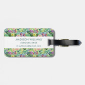 Exotisches blühendes Aquarell-Kaktus-Muster Gepäckanhänger (Rückseite horizontal)