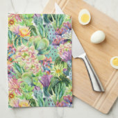 Exotisches blühendes Aquarell-Kaktus-Muster Geschirrtuch (Viertel Falte)