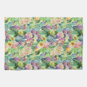 Exotisches blühendes Aquarell-Kaktus-Muster Geschirrtuch (Horizontal)