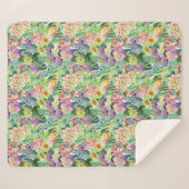 Exotisches blühendes Aquarell-Kaktus-Muster Sherpadecke (Vorderseite (Horizontal))