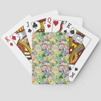 Exotisches blühendes Aquarell-Kaktus-Muster Spielkarten
