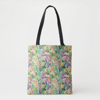 Exotisches blühendes Aquarell-Kaktus-Muster Tasche