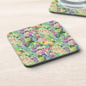 Exotisches blühendes Aquarell-Kaktus-Muster Untersetzer (Linke Seite)