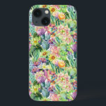 Exotisches blühendes Kaktmuster iPhone 13 Hülle<br><div class="desc">Exotische Aquarellblüte Kakteen mit Blume Muster. | © und ® Bigstock® - Alle Rechte vorbehalten.</div>