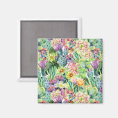 Exotisches blühendes Kaktmuster Magnet (Vorderseite/Rückseite)