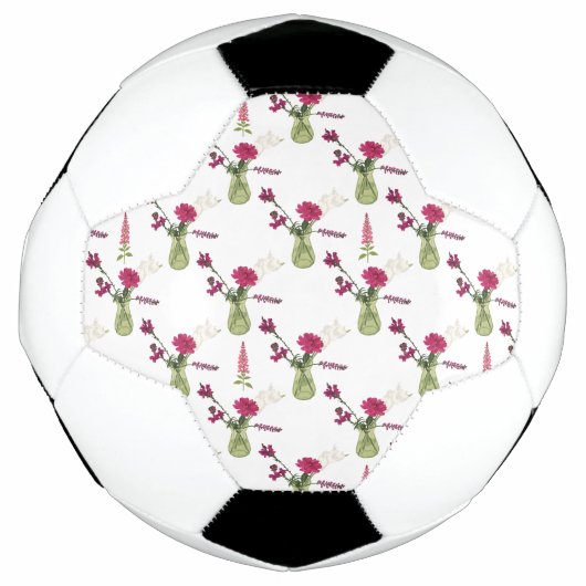 Exotisches Blumenarrangement im Glas Fußball (Vorderseite)
