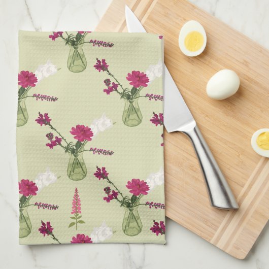 Exotisches Blumenarrangement im Glas Geschirrtuch (Viertel Falte)