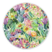 Exotisches Blütenmuster Keramikknauf (Vorderseite)