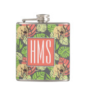 Exotisches der Dschungel-Blätter-und Elefant-| Flachmann (Vorderseite)