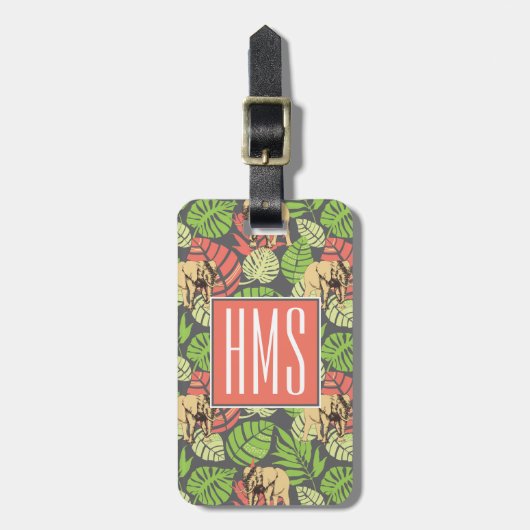 Exotisches der Dschungel-Blätter-und Elefant-| Gepäckanhänger (Vorderseite vertikal)