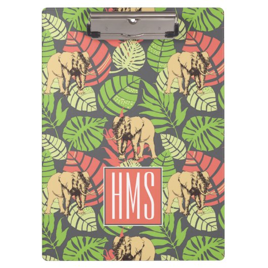 Exotisches der Dschungel-Blätter-und Elefant-| Klemmbrett (Vorderseite)