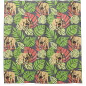 Exotisches Dschungel-Blätter und Elefanten Duschvorhang (Vorderseite)