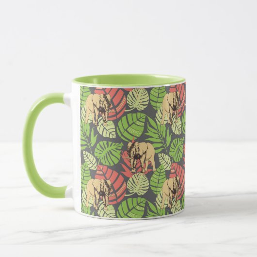 Exotisches Dschungel-Blätter und Elefanten Tasse (Links)