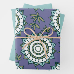 Exotisches, farbiges Mandala-Flachpapier Geschenkpapier Set