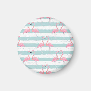 Exotisches Flamingo-Gestreiftes Hintergrundmuster Magnet