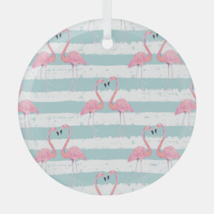Exotisches Flamingo-Gestreiftes Hintergrundmuster Ornament Aus Glas