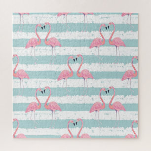 Exotisches Flamingo-Gestreiftes Hintergrundmuster Puzzle