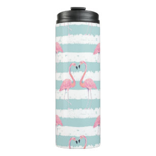 Exotisches Flamingo-Gestreiftes Hintergrundmuster Thermosbecher